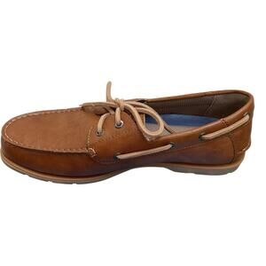 New Sperry Boat Shoe Men's Size 10.5 Brown Leather 2-Eye Moc toe Casco Top Sider